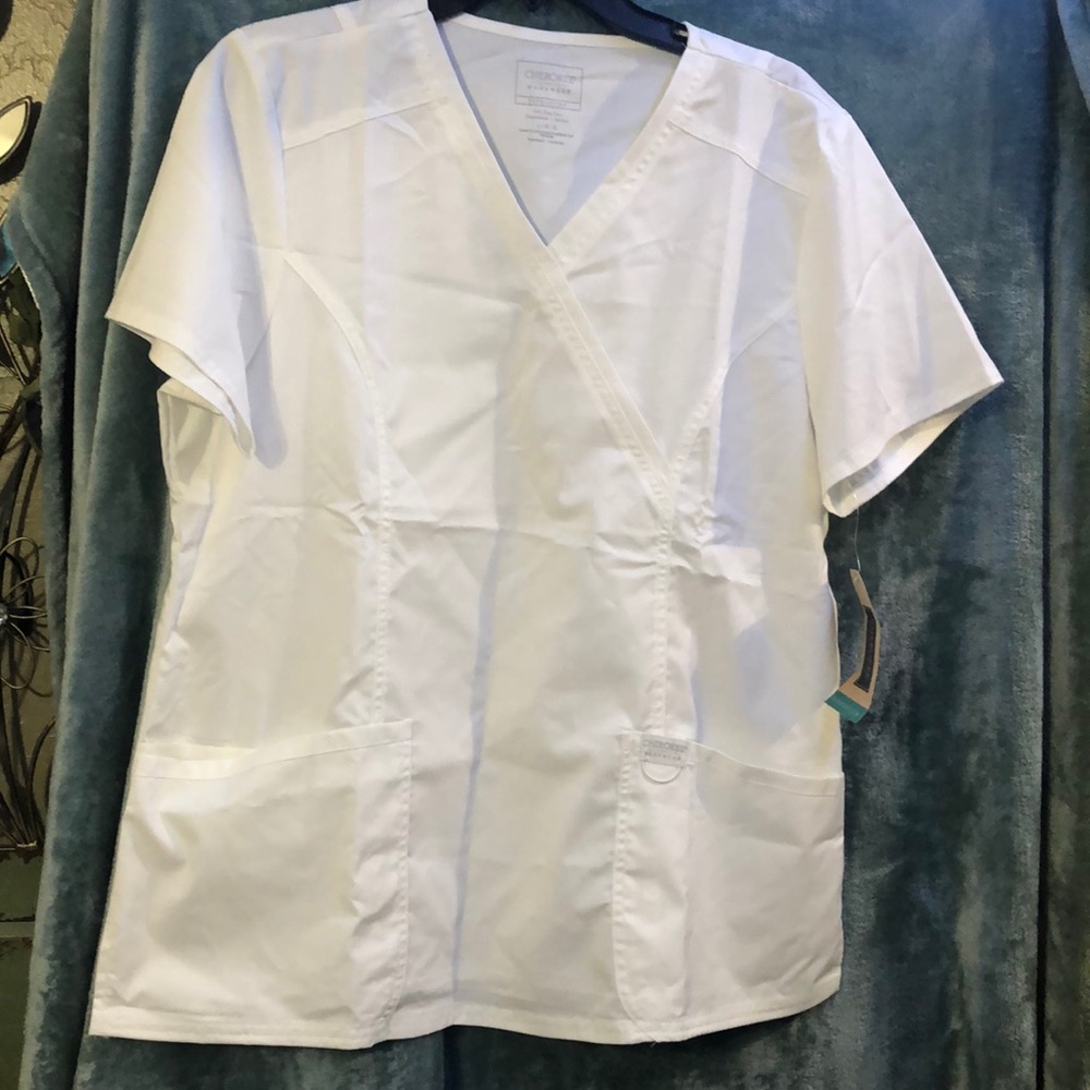 White scrub top